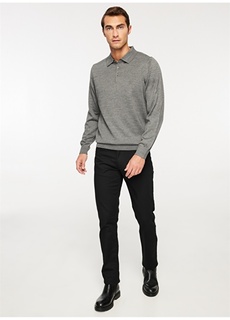 Мужской свитер стандартного серого меланжевого цвета с воротником поло Beymen Business