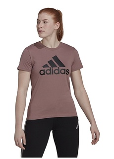 Черная женская футболка с принтом «Пыльная роза» с круглым вырезом Adidas