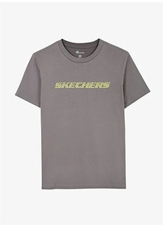 Однотонная серая мужская футболка с круглым вырезом Skechers