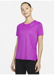Однотонная фиолетовая женская футболка с круглым вырезом Nike