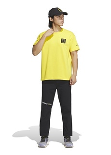 Однотонная желтая мужская футболка с круглым вырезом Adidas
