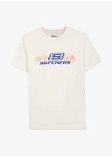 Однотонная белая мужская футболка с круглым воротником Skechers