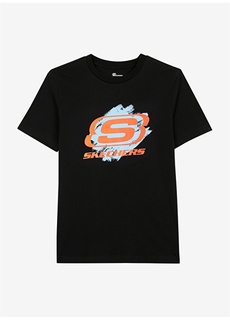 Однотонная черная мужская футболка с круглым воротником Skechers