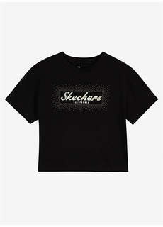 Простая черная женская футболка с круглым вырезом Skechers