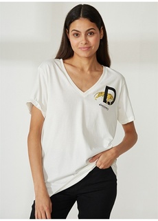 Женская футболка с v-образным вырезом и короткими рукавами с принтом Discovery Expedition