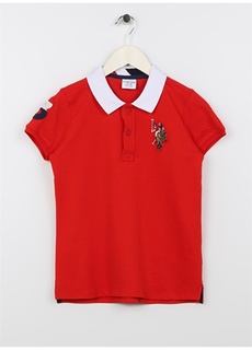 Красная однотонная футболка-поло с короткими рукавами и воротником-поло для мальчиков U.S. Polo Assn.