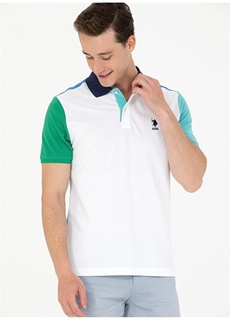 Белая мужская футболка с воротником поло U.S. Polo Assn.
