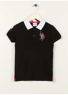 Черная однотонная футболка-поло с воротником-поло и короткими рукавами для мальчиков U.S. Polo Assn.