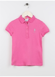 Розовая простая футболка-поло с короткими рукавами для девочек U.S. Polo Assn.