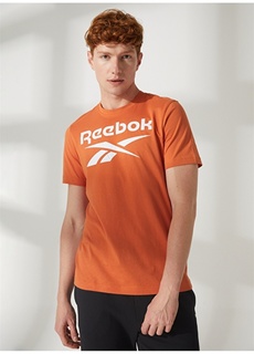 Однотонная оранжевая мужская футболка с круглым вырезом Reebok
