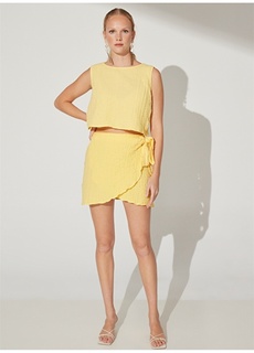Желтая женская мини-юбка с нормальной талией Fabrika ФАБРИКА