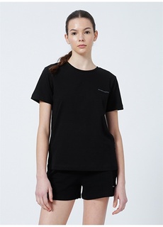 Простая черная женская футболка с круглым вырезом стандартного кроя Skechers