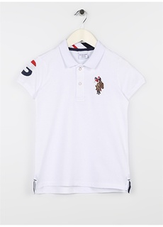 Белая однотонная футболка-поло с воротником-поло и короткими рукавами для мальчиков U.S. Polo Assn.