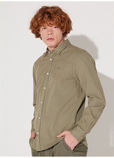 Мужская рубашка масляно-зеленого цвета Regular Fit Lee