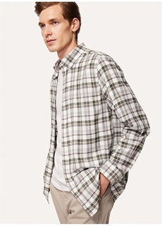 Мужская рубашка стандартного кроя с рубашечным воротником в клетку цвета хаки Fabrika Comfort