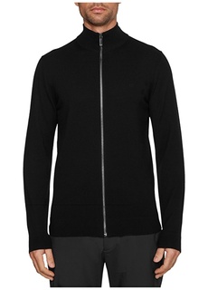 Черный мужской свитер Slim Fit с воротником-стойкой Calvin Klein