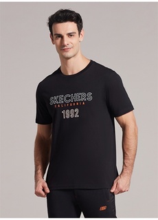 Однотонная черная мужская футболка с круглым вырезом Skechers