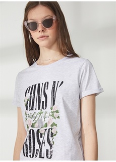 Серая меланжевая женская футболка с принтом Guns&apos;n Roses Never Say Never