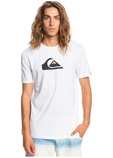 Белая мужская футболка стандартного кроя с круглым вырезом и логотипом Comp из нержавеющей стали с принтом Quiksilver