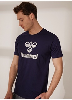 Темно-синяя мужская футболка с круглым воротником Hummel
