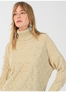 Водолазка вязаная с рисунком бежевый женский свитер NGSTYLE
