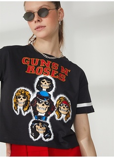 Женская футболка антрацитового цвета с принтом Guns&apos;n Roses Never Say Never