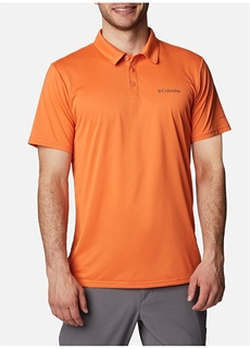 Простая оранжевая мужская футболка с воротником поло Columbia