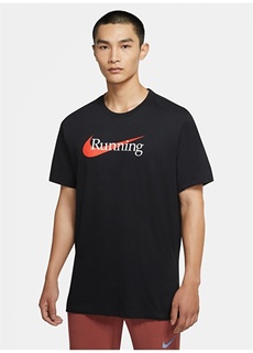 Простая черная мужская футболка с круглым вырезом Nike