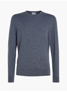 Серый мужской свитер узкого кроя с круглым вырезом Calvin Klein