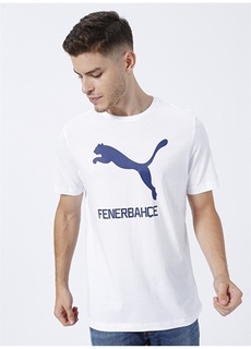 Однотонная белая мужская футболка с круглым вырезом Puma