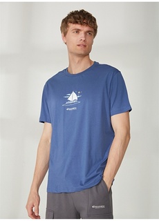 Темно-синяя мужская футболка с круглым вырезом и принтом Discovery Expedition