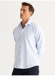 Голубая мужская рубашка Comfort Fit с классическим воротником Altınyıldız Classic