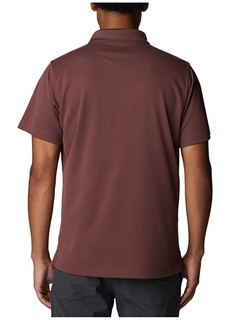 Однотонная красно-коричневая мужская футболка с воротником поло Columbia