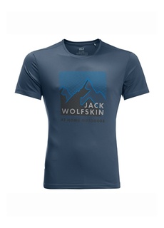 Темно-синяя мужская футболка стандартного кроя с круглым вырезом Jack Wolfskin