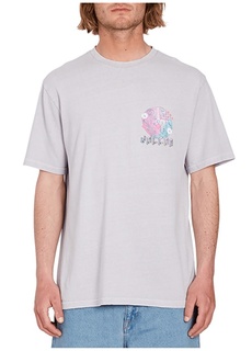 Сиреневая мужская футболка с круглым вырезом Volcom