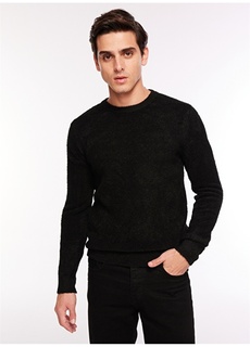 Классический однотонный черный мужской свитер с круглым вырезом Fabrika ФАБРИКА
