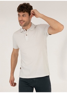 Однотонная светло-серая мужская футболка-поло Pierre Cardin