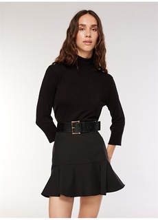 Черная женская прямая мини-юбка с нормальной талией Fabrika ФАБРИКА