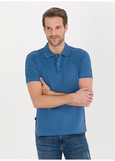 Однотонная темно-синяя мужская футболка-поло Pierre Cardin