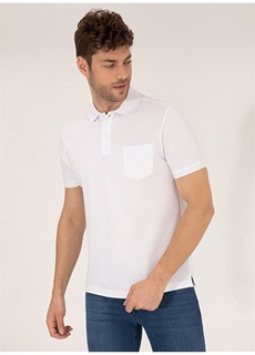 Однотонная белая мужская футболка-поло Pierre Cardin