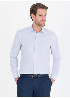 Голубая мужская рубашка Slim Fit с классическим воротником Pierre Cardin