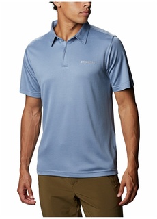 Однотонная синяя мужская футболка-поло Columbia
