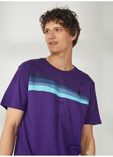 Фиолетовая мужская футболка с коротким рукавом с круглым вырезом и непринужденным принтом Discovery Expedition