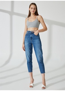 Нормальные темно-синие женские джинсовые брюки с нормальной талией и узкими штанинами Tommy Jeans