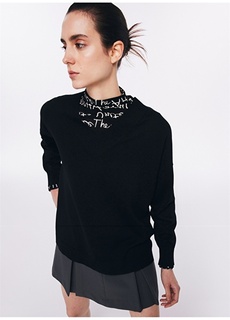 Обычный черный женский свитер с v-образным вырезом Twist