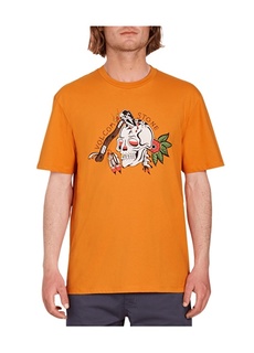 Оранжевая мужская футболка с круглым вырезом Volcom