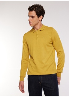 Желтый однотонный мужской свитер с воротником поло Fabrika ФАБРИКА