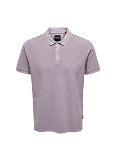 Однотонная светло-фиолетовая мужская футболка-поло Only &amp; Sons