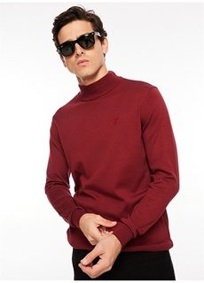 Красный мужской однотонный свитер с полуводолазкой и длинным рукавом Fabrika ФАБРИКА