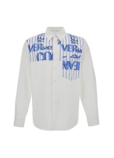 Белая мужская рубашка с рубашечным воротником приталенного кроя Versace Jeans Couture